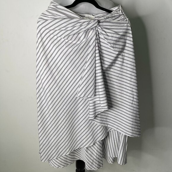 NWT A.L.C. Women's White Black Striped Wrap Asymmetrical Skirt Size 8 - Picture 4 of 15